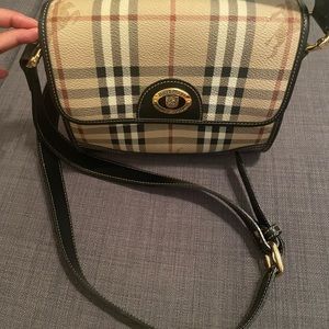 Vintage Authentic Burberry Beige Check Tartan and Black